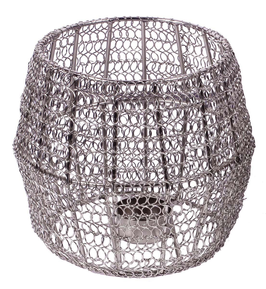 6” Tea-Light Holder / Candle Stand in Metal Mesh - Open Drum Shape & Silver Color - Antique-Look Home Decor - Buy in Bulk Wholesale